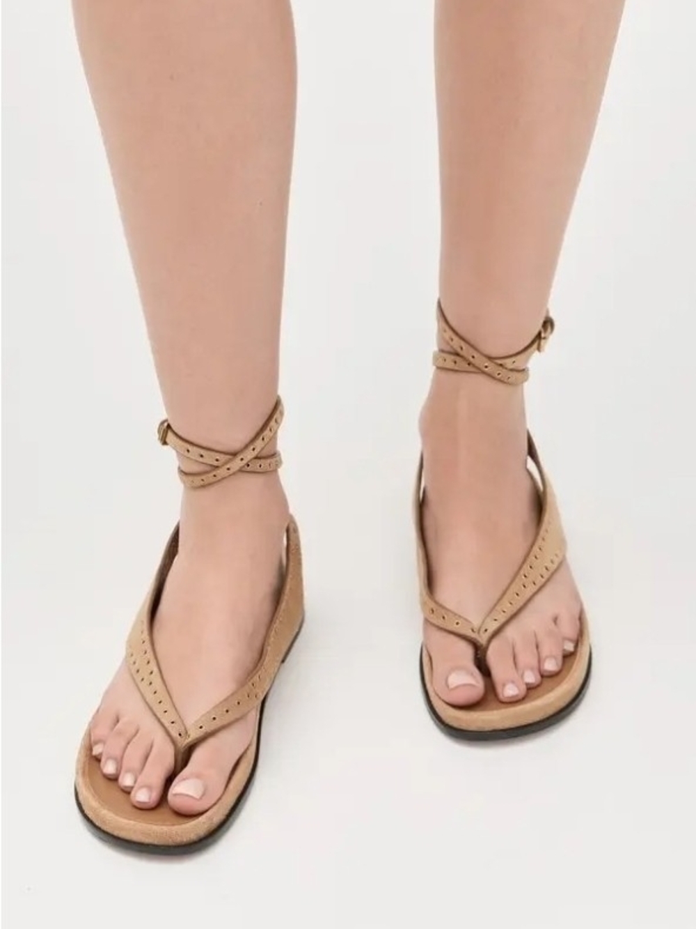 Madewell The Eleni Ankle-Wrap Thong Sandal In Embellished Suede